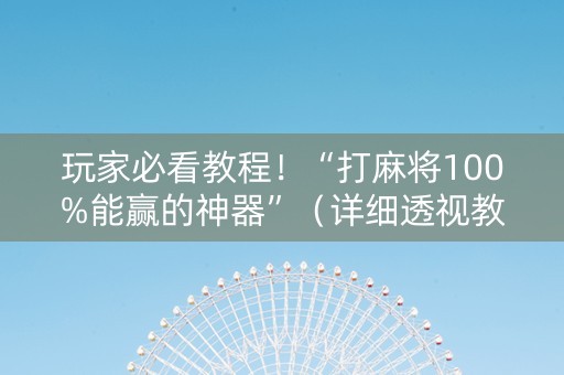 玩家必看教程！“打麻将100%能赢的神器”（详细透视教程）-哔哩哔哩