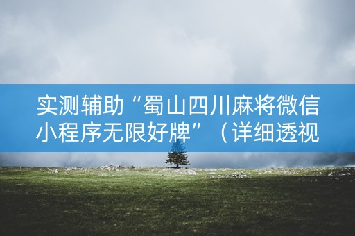 实测辅助“蜀山四川麻将微信小程序无限好牌”（详细透视教程）-哔哩哔哩
