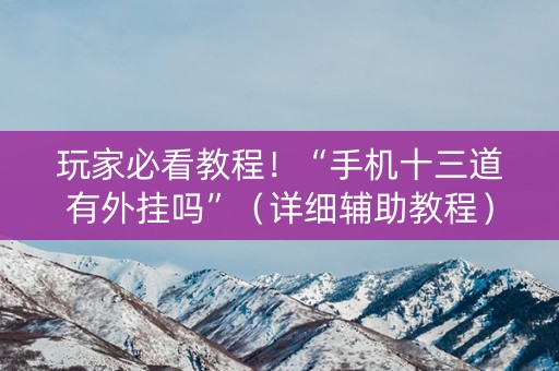 玩家必看教程！“手机十三道有外挂吗”（详细辅助教程）-哔哩哔哩