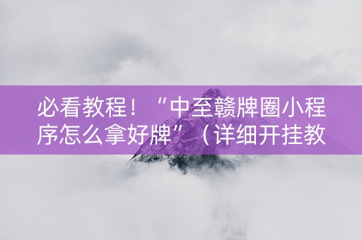 必看教程！“中至赣牌圈小程序怎么拿好牌”（详细开挂教程）-哔哩哔哩