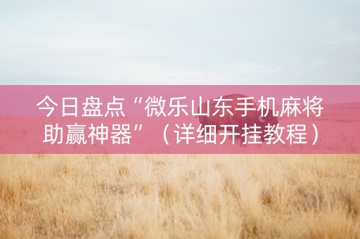今日盘点“微乐山东手机麻将助赢神器”（详细开挂教程）-哔哩哔哩