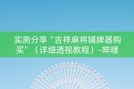 实测分享“吉祥麻将铺牌器购买”（详细透视教程）-哔哩哔哩