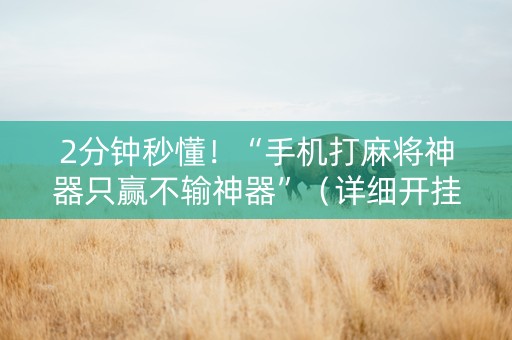 2分钟秒懂！“手机打麻将神器只赢不输神器”（详细开挂教程）-哔哩哔哩