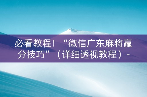 必看教程！“微信广东麻将赢分技巧”（详细透视教程）-哔哩哔哩