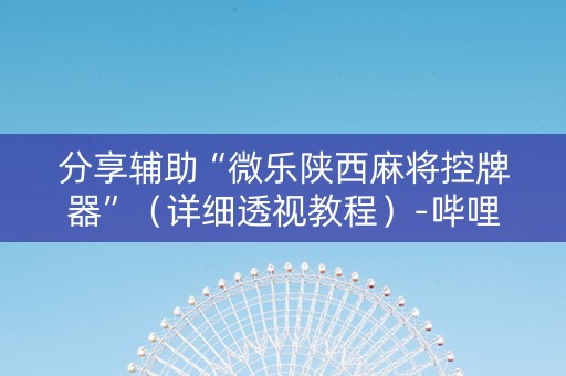 分享辅助“微乐陕西麻将控牌器”（详细透视教程）-哔哩哔哩