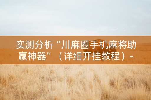 实测分析“川麻圈手机麻将助赢神器”（详细开挂教程）-哔哩哔哩