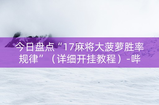 今日盘点“17麻将大菠萝胜率规律”（详细开挂教程）-哔哩哔哩