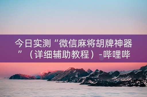 今日实测“微信麻将胡牌神器”（详细辅助教程）-哔哩哔哩