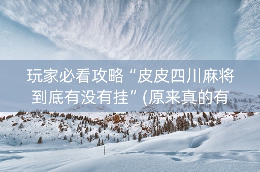 玩家必看攻略“皮皮四川麻将到底有没有挂”(原来真的有挂)-知乎