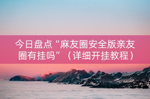 今日盘点“麻友圈安全版亲友圈有挂吗”（详细开挂教程）-哔哩哔哩