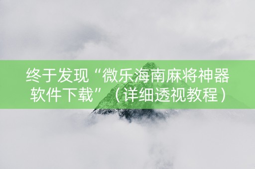 终于发现“微乐海南麻将神器软件下载”（详细透视教程）-哔哩哔哩