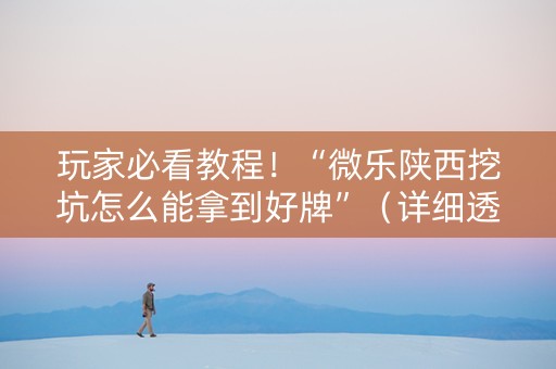 玩家必看教程！“微乐陕西挖坑怎么能拿到好牌”（详细透视教程）-哔哩哔哩