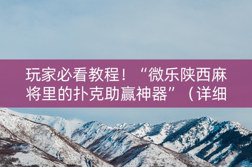 玩家必看教程！“微乐陕西麻将里的扑克助赢神器”（详细开挂教程）-哔哩哔哩