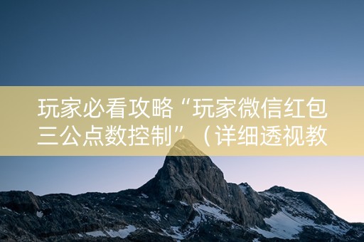 玩家必看攻略“玩家微信红包三公点数控制”（详细透视教程）-哔哩哔哩