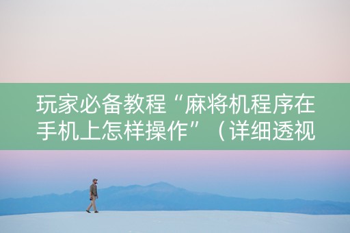 玩家必备教程“麻将机程序在手机上怎样操作”（详细透视教程）-哔哩哔哩