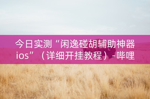 今日实测“闲逸碰胡辅助神器ios”（详细开挂教程）-哔哩哔哩