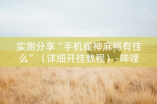 实测分享“手机雀神麻将有挂么”（详细开挂教程）-哔哩哔哩