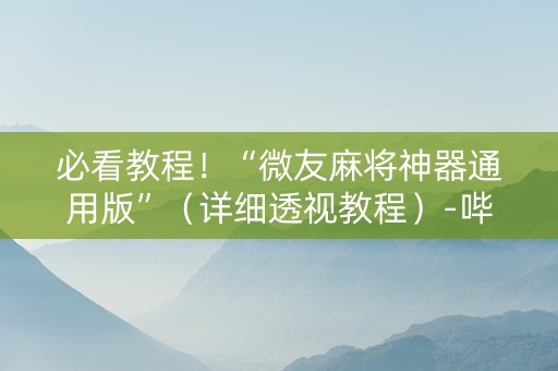 必看教程！“微友麻将神器通用版”（详细透视教程）-哔哩哔哩