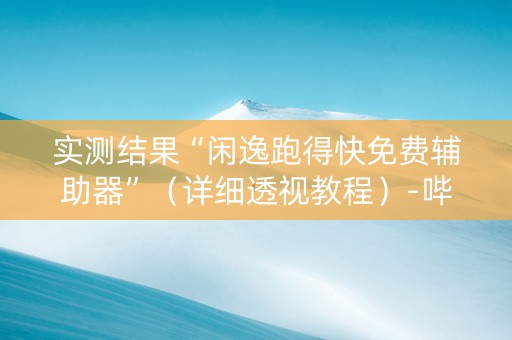 实测结果“闲逸跑得快免费辅助器”（详细透视教程）-哔哩哔哩