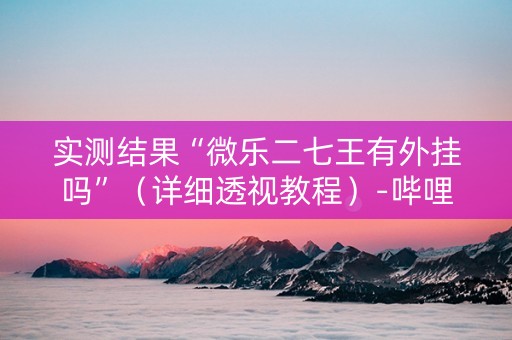 实测结果“微乐二七王有外挂吗”（详细透视教程）-哔哩哔哩