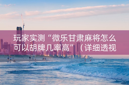 玩家实测“微乐甘肃麻将怎么可以胡牌几率高”（详细透视教程）-哔哩哔哩