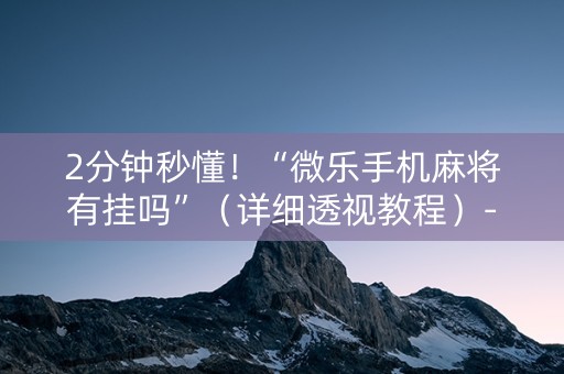 2分钟秒懂！“微乐手机麻将有挂吗”（详细透视教程）-哔哩哔哩