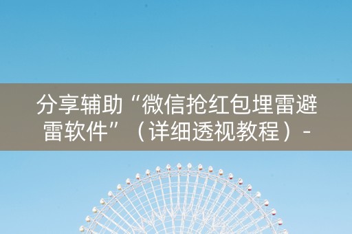 分享辅助“微信抢红包埋雷避雷软件”（详细透视教程）-哔哩哔哩