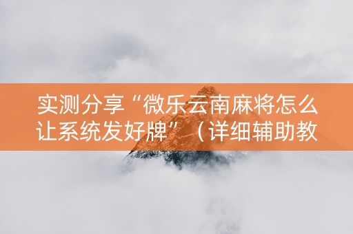 实测分享“微乐云南麻将怎么让系统发好牌”（详细辅助教程）-哔哩哔哩