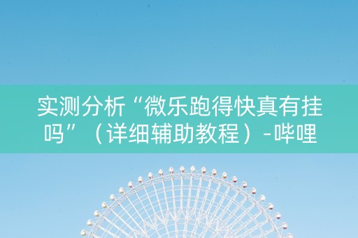 实测分析“微乐跑得快真有挂吗”（详细辅助教程）-哔哩哔哩