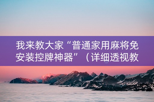 我来教大家“普通家用麻将免安装控牌神器”（详细透视教程）-哔哩哔哩