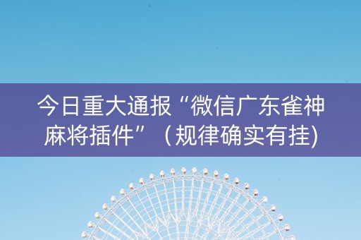 今日重大通报“微信广东雀神麻将插件”（规律确实有挂)