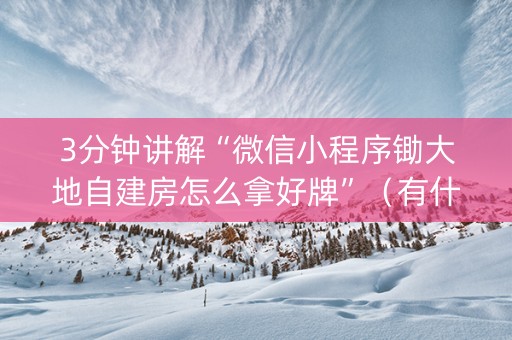 3分钟讲解“微信小程序锄大地自建房怎么拿好牌”（有什么规律)
