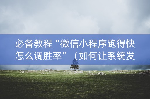 必备教程“微信小程序跑得快怎么调胜率”（如何让系统发好牌)