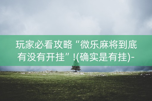 玩家必看攻略“微乐麻将到底有没有开挂”!(确实是有挂)-知乎