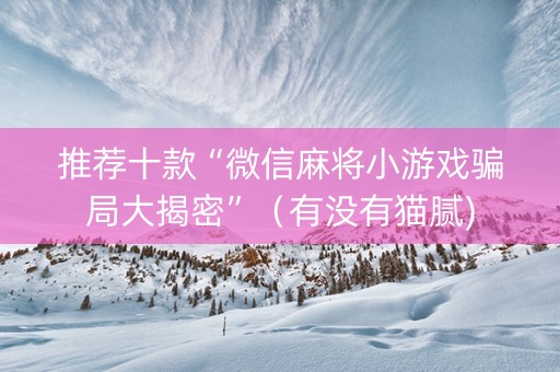 推荐十款“微信麻将小游戏骗局大揭密”（有没有猫腻)