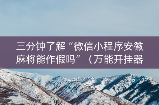 三分钟了解“微信小程序安徽麻将能作假吗”（万能开挂器)