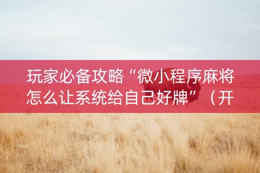 玩家必备攻略“微小程序麻将怎么让系统给自己好牌”（开挂辅助脚本)