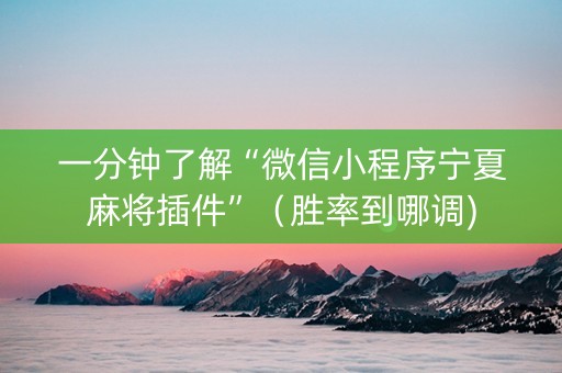 一分钟了解“微信小程序宁夏麻将插件”（胜率到哪调)