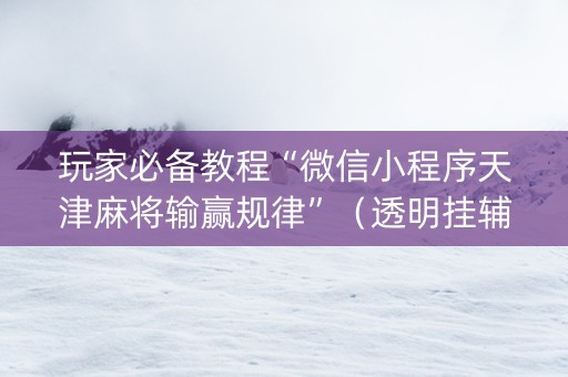 玩家必备教程“微信小程序天津麻将输赢规律”（透明挂辅助器)