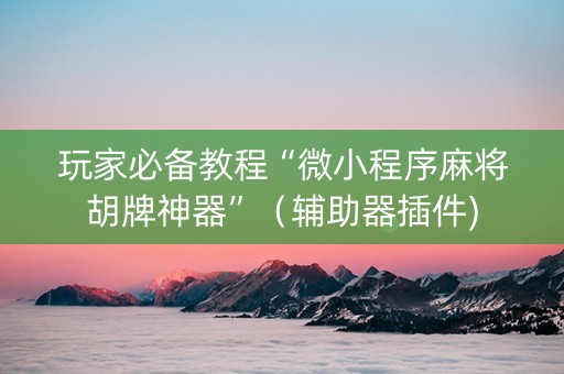 玩家必备教程“微小程序麻将胡牌神器”（辅助器插件)