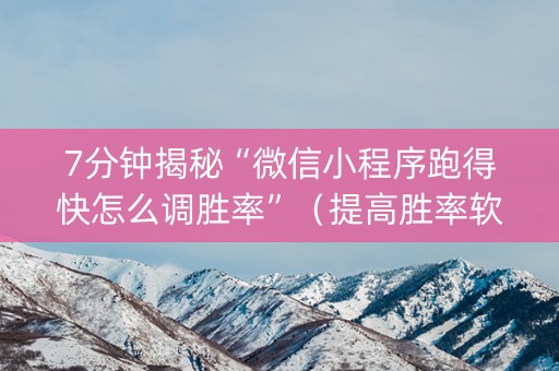 7分钟揭秘“微信小程序跑得快怎么调胜率”（提高胜率软件)
