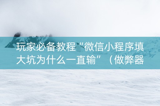 玩家必备教程“微信小程序填大坑为什么一直输”（做弊器软件下载)