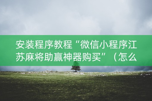 安装程序教程“微信小程序江苏麻将助赢神器购买”（怎么让系统给自己好牌)