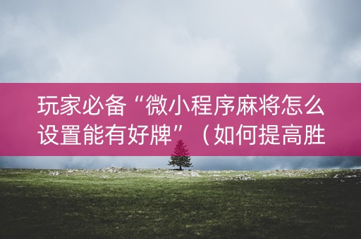 玩家必备“微小程序麻将怎么设置能有好牌”（如何提高胜率)