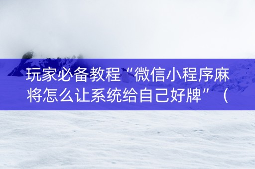 玩家必备教程“微信小程序麻将怎么让系统给自己好牌”（开挂辅助器脚本)