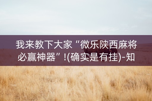 我来教下大家“微乐陕西麻将必赢神器”!(确实是有挂)-知乎