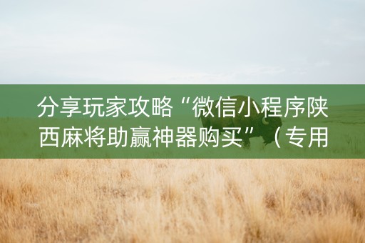 分享玩家攻略“微信小程序陕西麻将助赢神器购买”（专用神器)