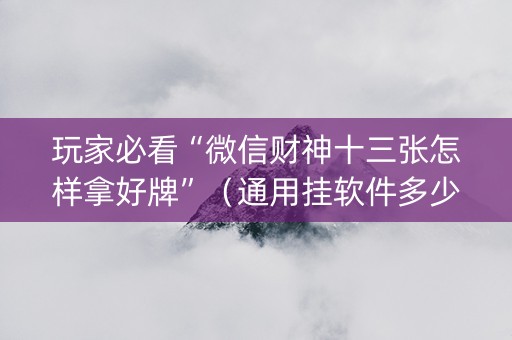 玩家必看“微信财神十三张怎样拿好牌”（通用挂软件多少钱)