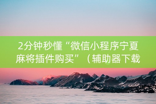 2分钟秒懂“微信小程序宁夏麻将插件购买”（辅助器下载)