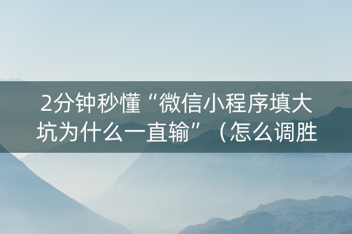2分钟秒懂“微信小程序填大坑为什么一直输”（怎么调胜率)